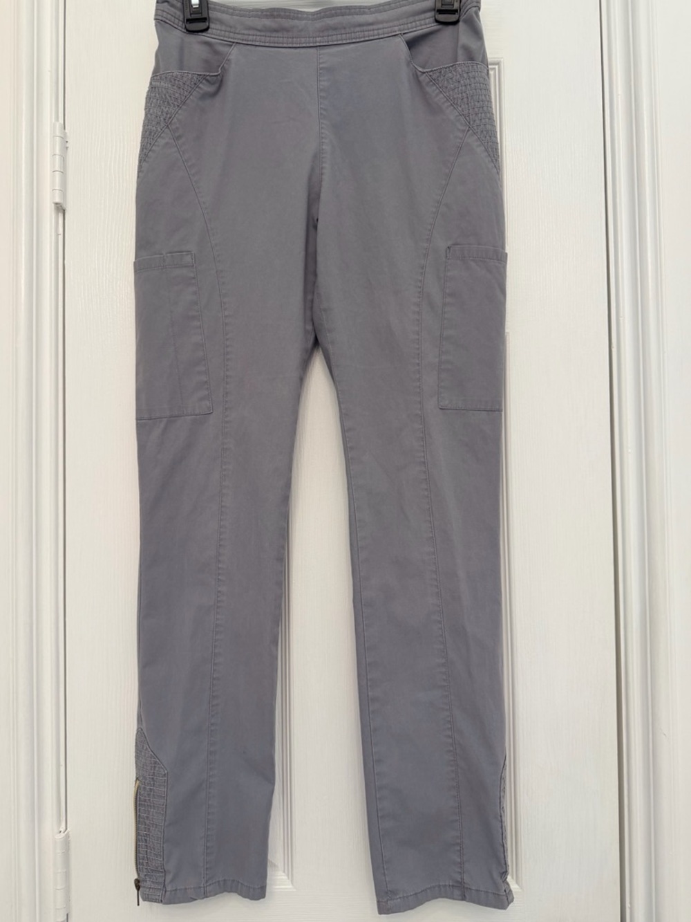 Jaanuu Moto Scrub Pants Gray Size Small Stretch Zip Ankle Medical Jogger